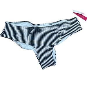 Xhilaration Women's Cheeky Blue Striped Bikini Bottoms - Size Large - NWT